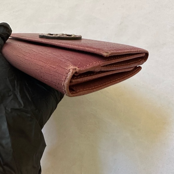Authentic Gucci Pink/ Mauve Double Interlocking G Studs  Long Wallet - Picture 12 of 13